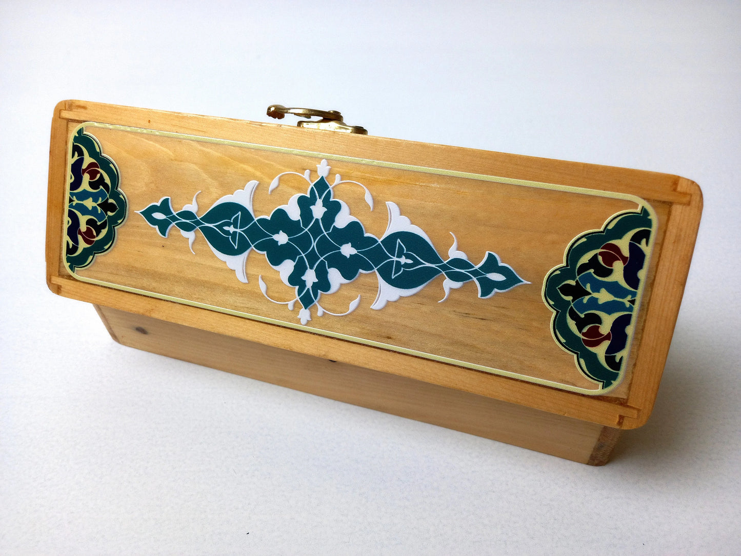 Teak calligraphy box with ink bottles inside