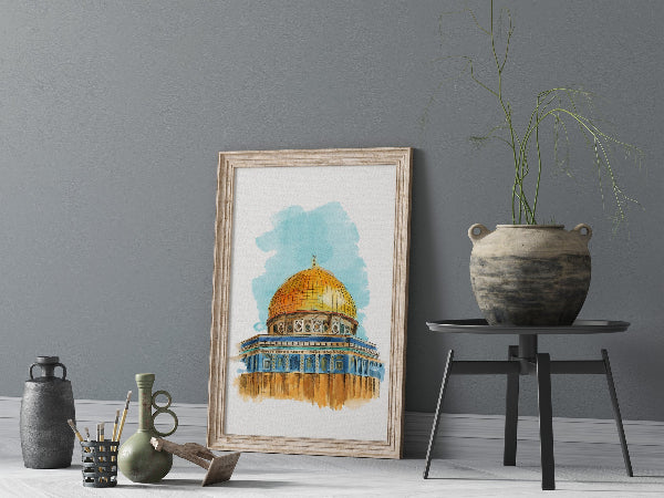 Handmade Islamic wall art inspired by Al-Aqsa Mosque with modern calligraphy design