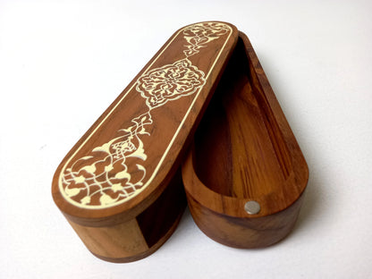 Pens and ink in teak calligraphy box