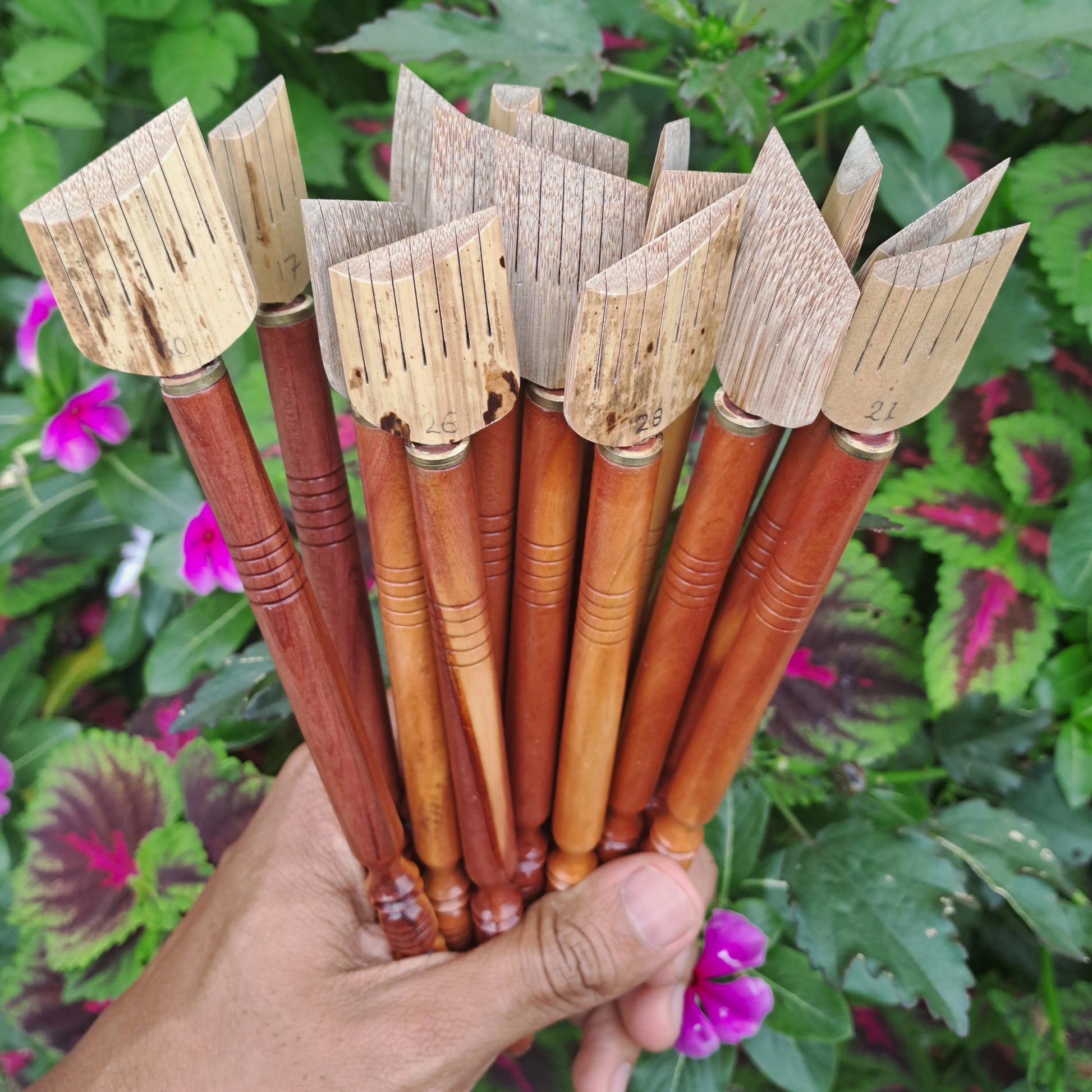 wooden handle grip detail of celi pen