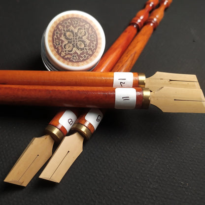 calligraphy starter kit with pens, inkwell, silk likka, glossy paper