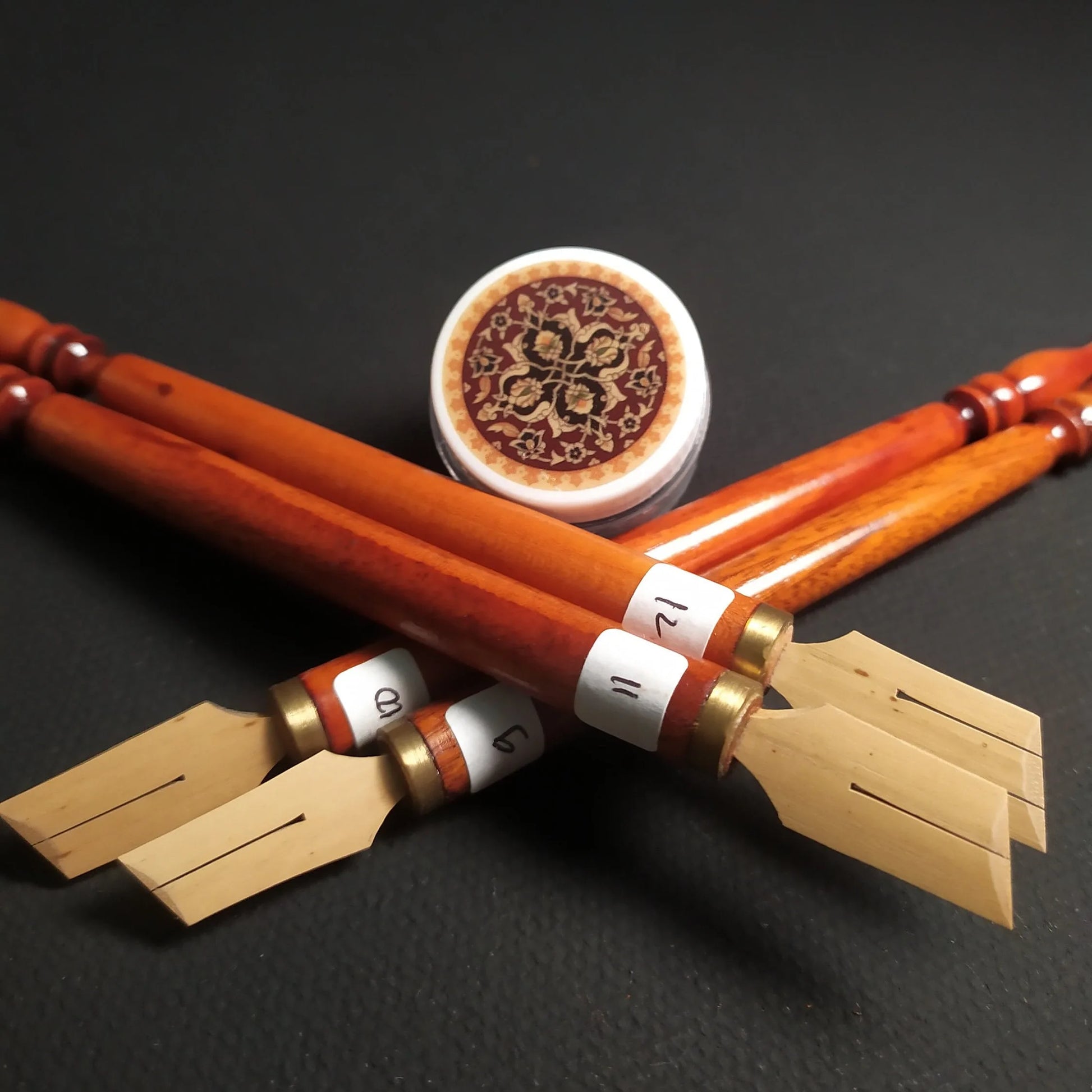 three bamboo calligraphy pens / qalam set