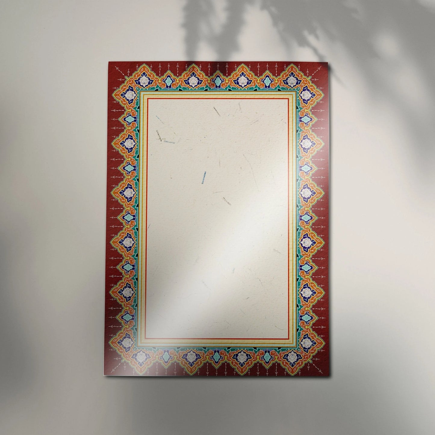 back side view of glossy calligraphy paper with protective backing