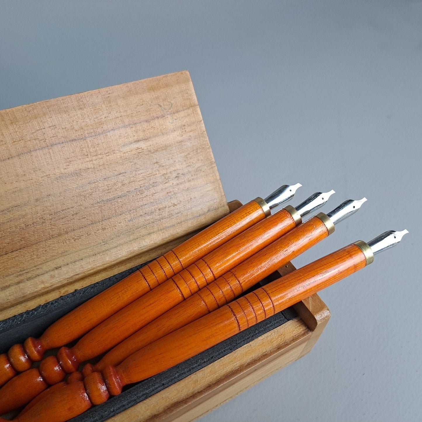 Close-up of metal nib fountain pen for Islamic calligraphy writing