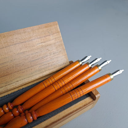 Close-up of metal nib fountain pen for Islamic calligraphy writing