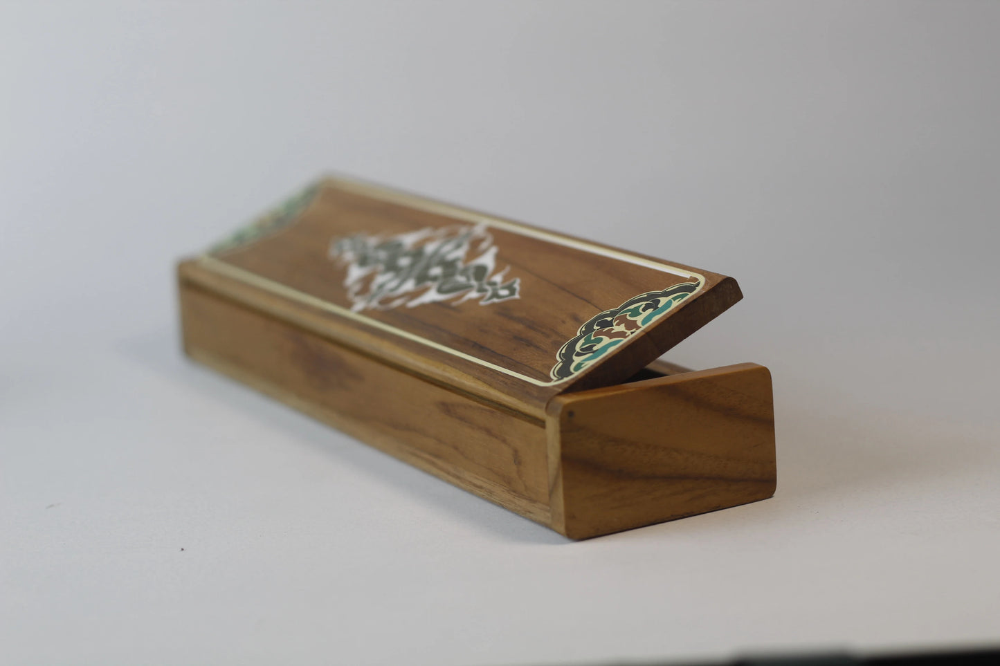 artisan handmade teak wood organizer for calligraphy tools