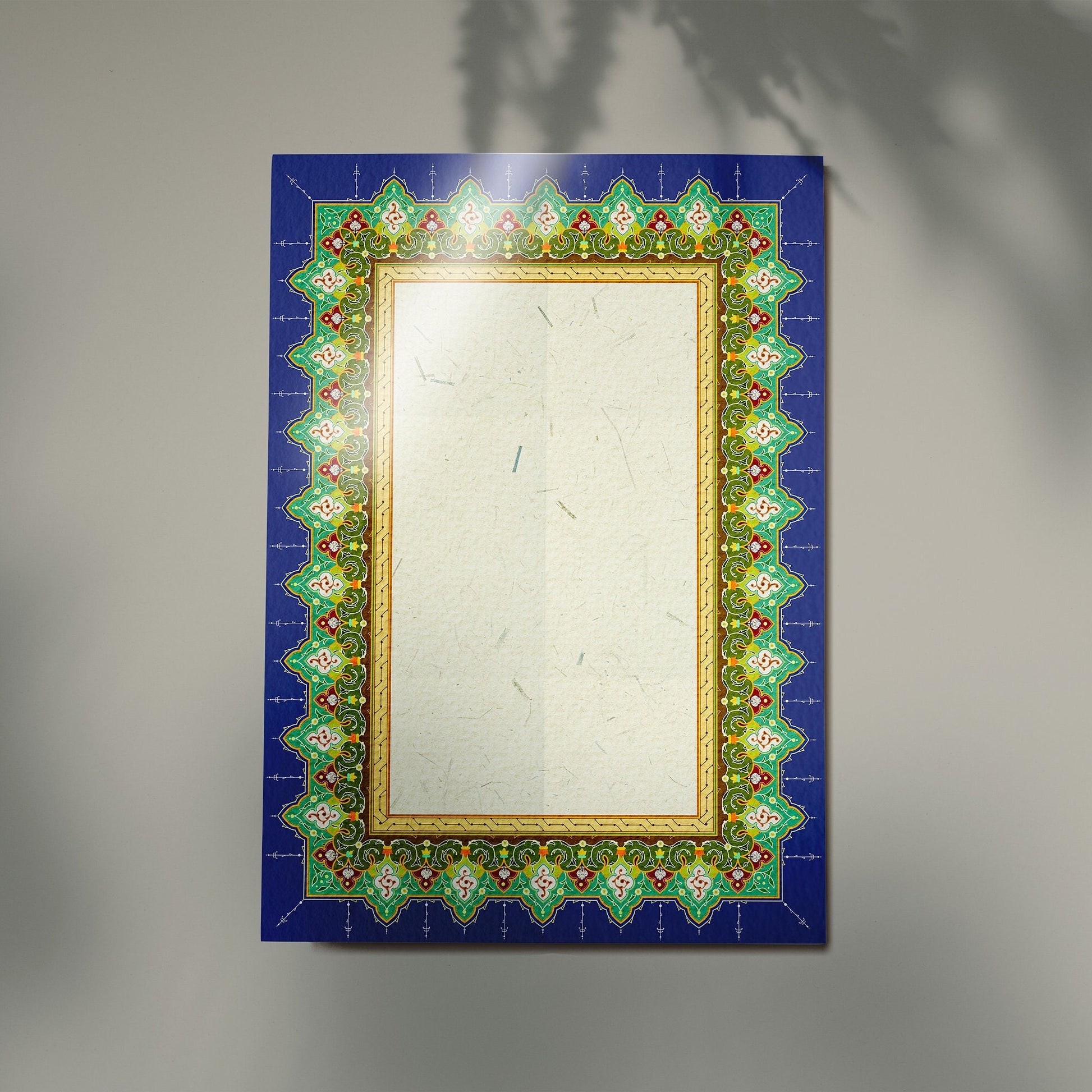 Ornamental script on glossy coated calligraphy sheet