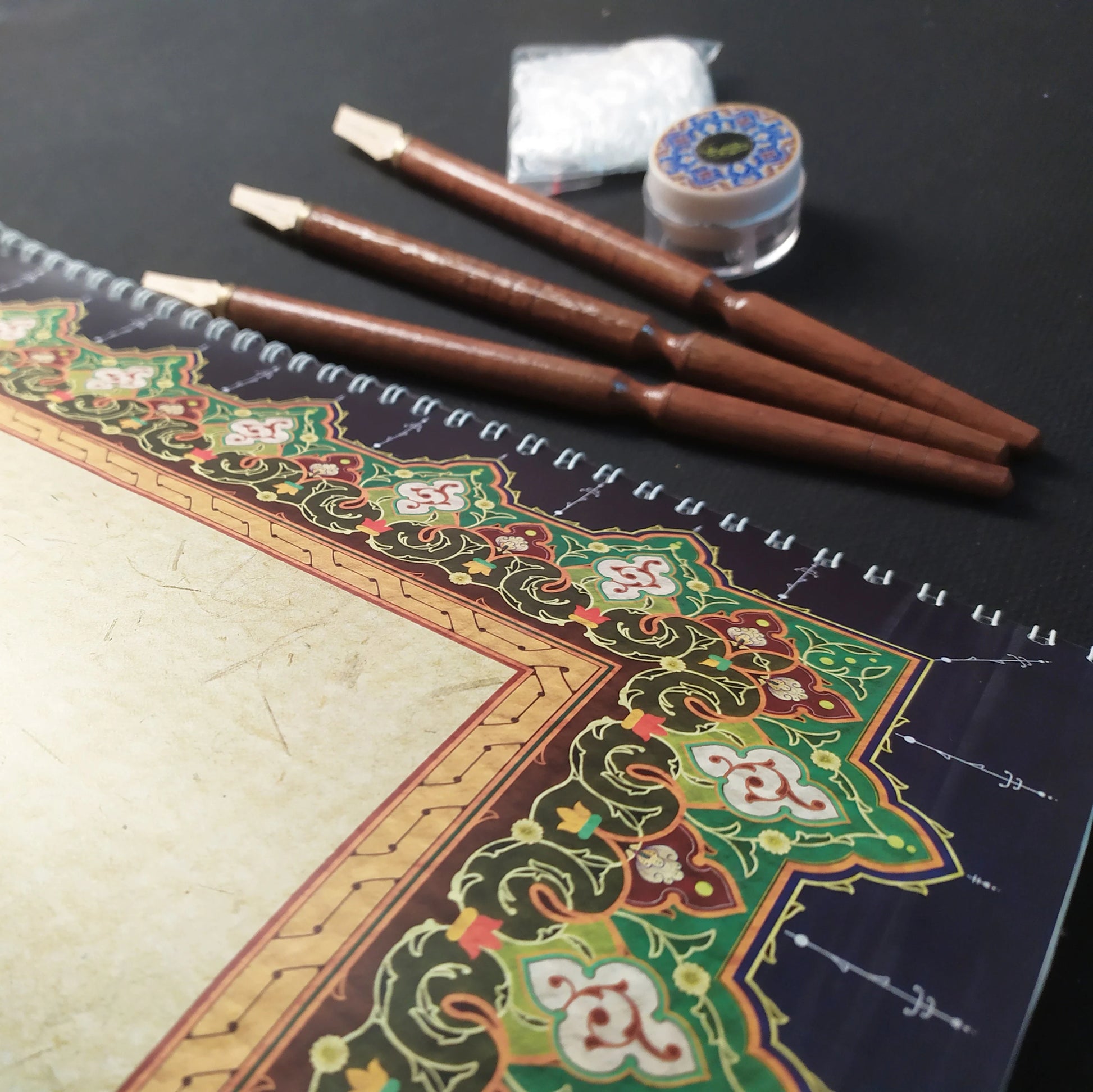 Three calligraphy pens with different nib sizes